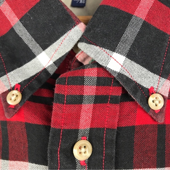 VTG Tommy Hilfiger XL Red Tartan Plaid Long Sleeve Button Up Shirt Crest Logo - Picture 16 of 16